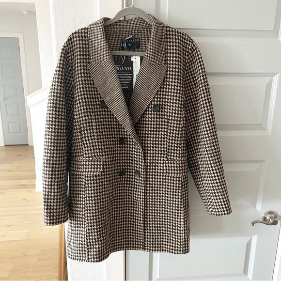 NWT Bernardo Houndstooth Wool Double Breasted Blazer Jacket - Picture 3 of 5